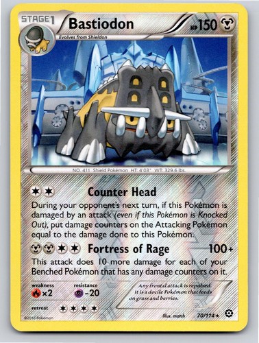 2016 POKEMON BASTIODON STEAM SIEGE 70/114 REVERSE HOLO RARE NM A44544 FREE S&H
