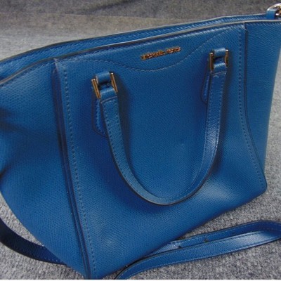 Michael Kors Selma Medium Satchel Blue Crossbody Bag FLAW