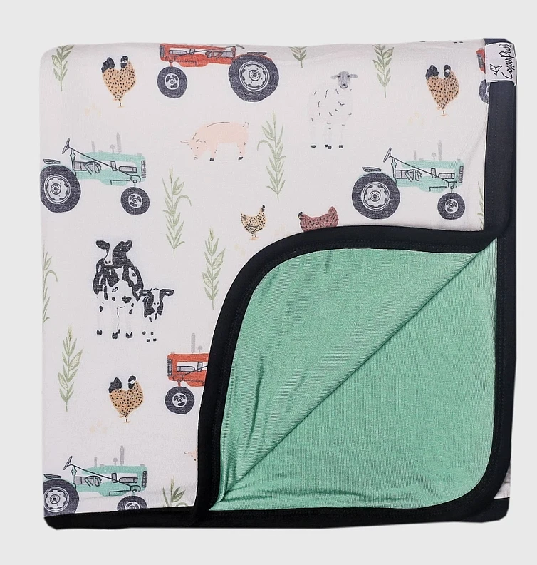 Farm Jo Verde 3 Capas Edredón Bebé 46" Niño Pequeño Manta Cobre Perla Vaca Tractor Foto 2 de 4