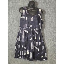 Simply Vera Vera Wang Navy Blue Abstract Geometric Sleeveless Pocket Dress Sz L
