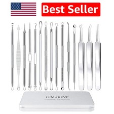 15-Piece Pimple Popper Tool Set - Stainless Steel Facial Extraction Kit