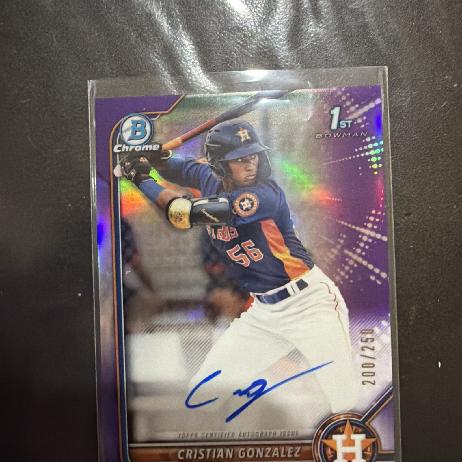 2022 Bowman Chrome - Cristian Gonzalez - 1st Purple Shimmer Auto #/250 #CPA-CG view 3