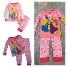 Disney Multi Princess Cinderella Rapunzel Aurora Girl Long Sleeves PJ Pajamas 7