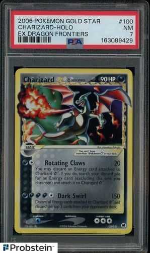 2006 Pokemon Gold Star Ex Dragon Frontiers #100 Charizard Holo PSA 7 NM