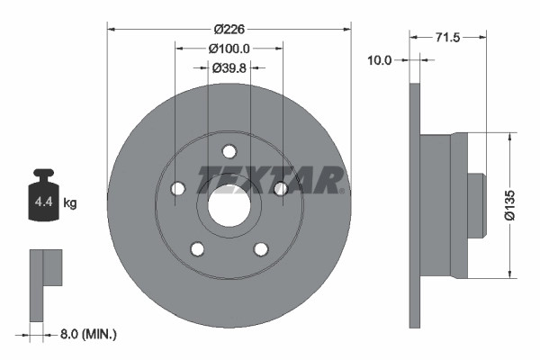2Er-Set 2Er Set Bremsscheibe Textar 92057200 Audi 357615601A Seat 357615601A-image