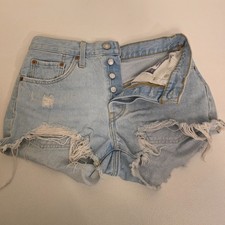 Levi's Women s 501 High Rise Light Wash Distressed Cut Off Denim Shorts Size 27