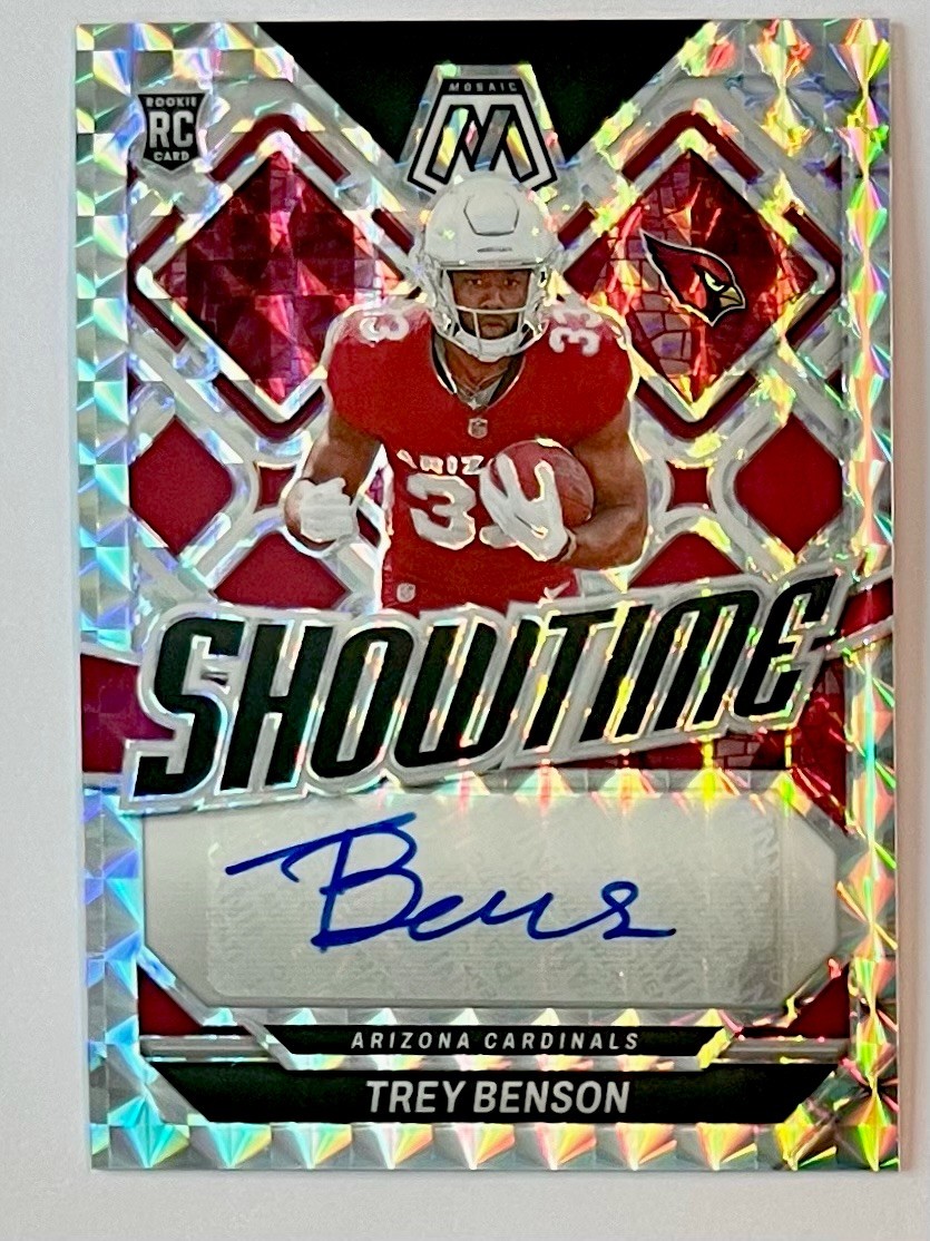 2024 Panini Mosaic Trey Benson Showtime Signatures Rookie Auto Silver Prizm RC