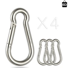 304 Stainless Steel Carabiner Clips - Heavy Duty, Set of 4 for Outdoor Advent...