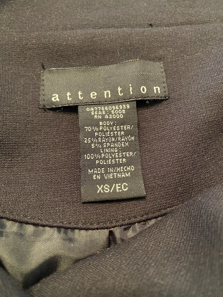 Blazer Attention Mujer Negro Chaqueta Clásica Manga 3/4 Talla XS Informal Minimalista Foto 4 de 4