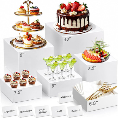 6PCS Buffet Risers and Stands, (10'',9'',8.5'',8'',7.5'',6.8'') Food Risers for Buffet