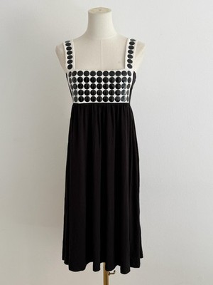 Roccobarocco Kleid Schwarz Weiß Nieten Midi Empire Italien 42 Boho EU. M