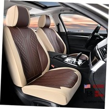 Front Seat Covers 2 Pieces Universal Seat Cover for Cars FrontPair Beige Coffee