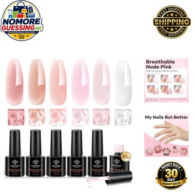 8-in-1 Gel Nail Polish Builder Set for Salon-Quality Home Manicures - 6 Colors