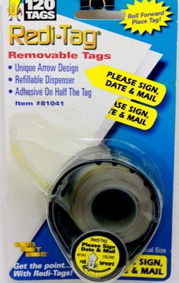 Redi-Tag Sign Here Arrow Dispenser, 120 Stickers Removable, Refillable,Dispenser