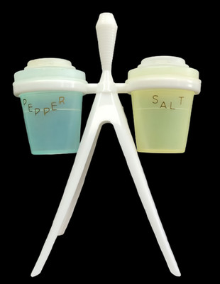Tupperware Millionaire Line Atomic Pastel #101 Salt & Pepper with Caddy Holder