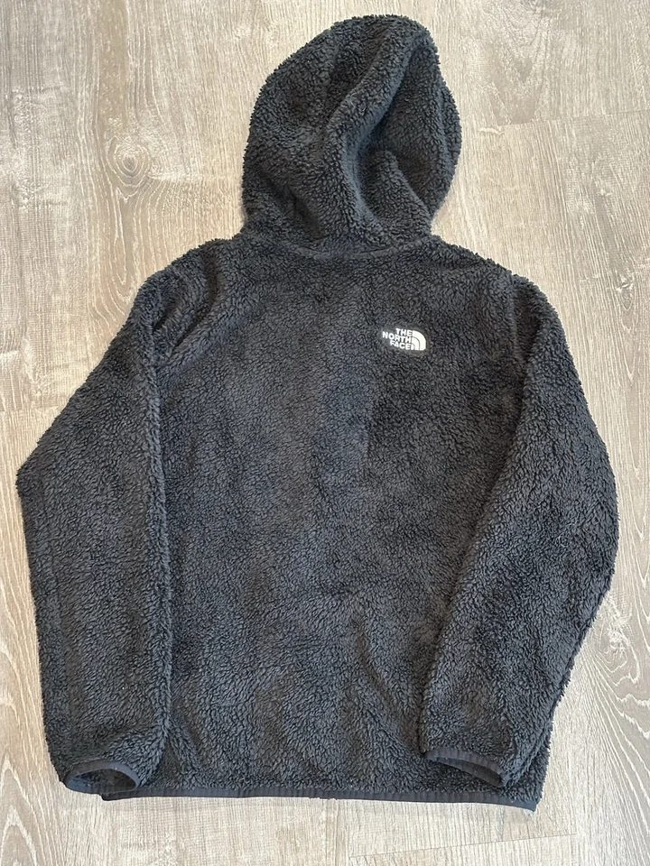 NIÑAS NORTHFACE Pullover Difuso NEGRO Con Capucha Abrigo FLEECE Niñas L Foto 2 de 4