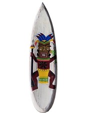 39 TIKI MAN SURFBOARD WOOD SIGN WALL ART TROPICAL TIKI DECOR PARROT