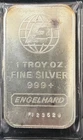 Engelhard 1 Troy oz Silver Bar W Vintage .999 Fine Silver with SN FI23529