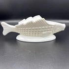 Rare, Antique 1880s Challinor Taylor Milk Glass 9in Fish Candy/ pickle Dish