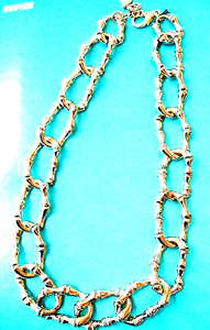 Authentic RARE Vintage Signed Talbots Gold Plated Bamboo Look Link Necklace 