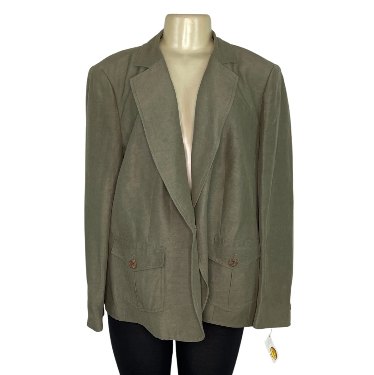 Blazer Talbots Ouvert Devant – Bleu/Beige – Taille 12 – Occasion Très Bon état