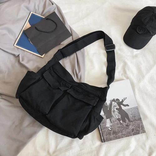 Damen Canvas solide Teenager Kuriertasche Damen große Kapazität Umhängetasche - Bild 11 von 37