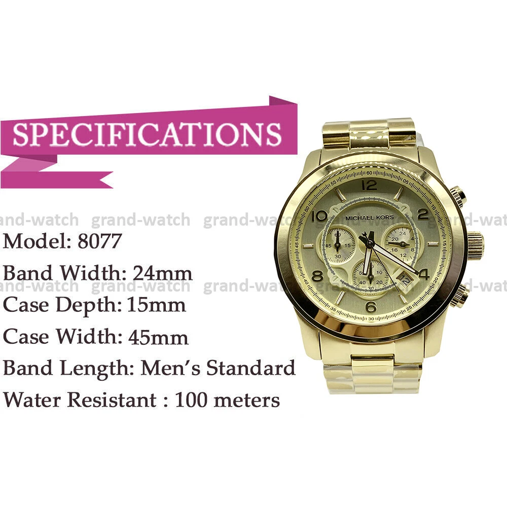 New Michael Gold Quartz eBay MK8077 Men\'s Chronograph Oversized | Watch Runway Kors