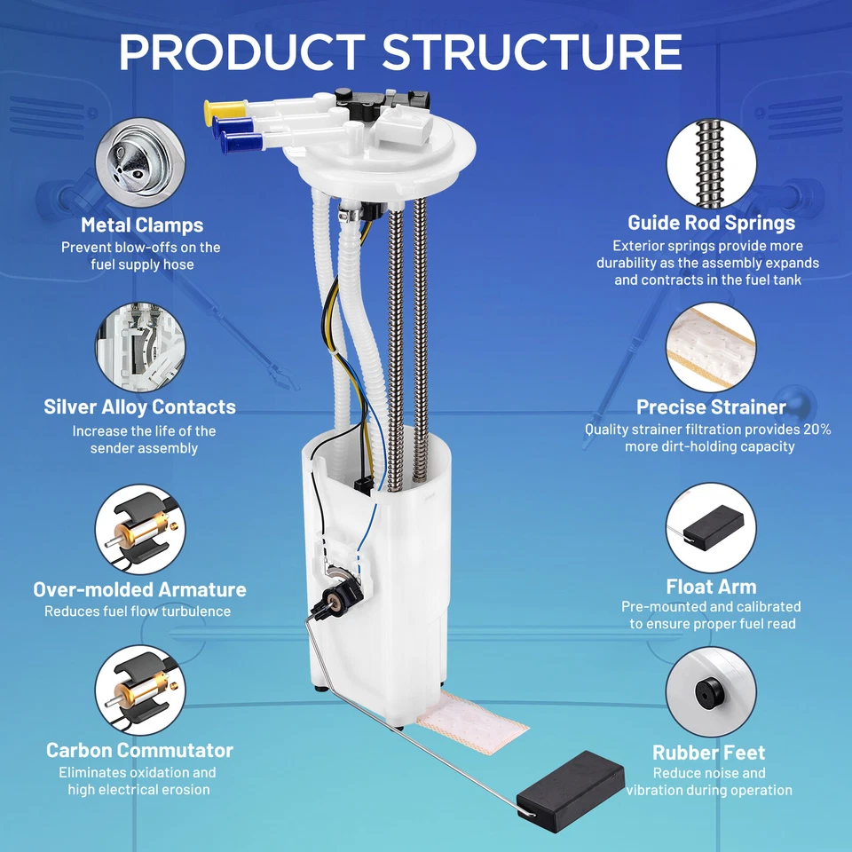 For Chevrolet S10 GMC Sonoma L4 2.2L 2000 2001 2002 Fuel Pump Assembly E3527M - Imagem 3 de 4