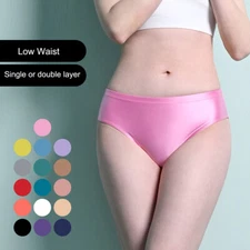 Women Sexy Panties Shiny Satin Briefs Knickers Opaque Gym Yoga Shorts Underwear