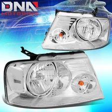 FOR FORD F150/F-150 2004-2008 EURO CHROME TINT HOUSING CRYSTAL CLEAR HEADLIGHTS