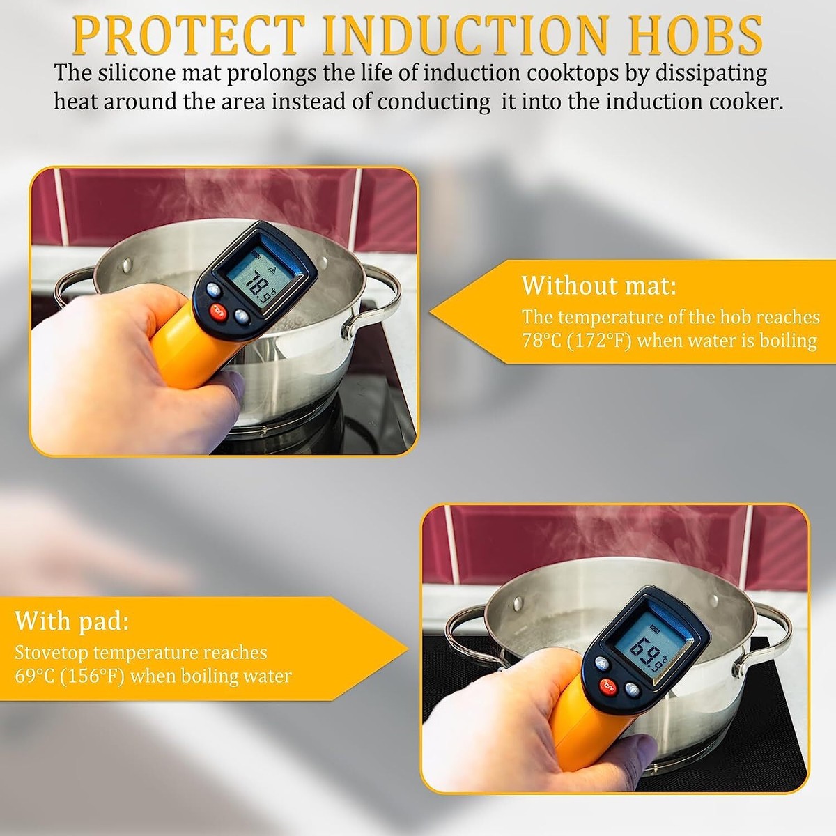 Tappetino Silicone Per Piano Cottura A Induzione - Antigraffio, Lavabile, 250x250 Mm O 250x350 Mm - Foto 6