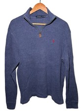 Polo Ralph Lauren 1/4 Zip Sweater Men s Sz Medium Long Sleeve Pullover Blue