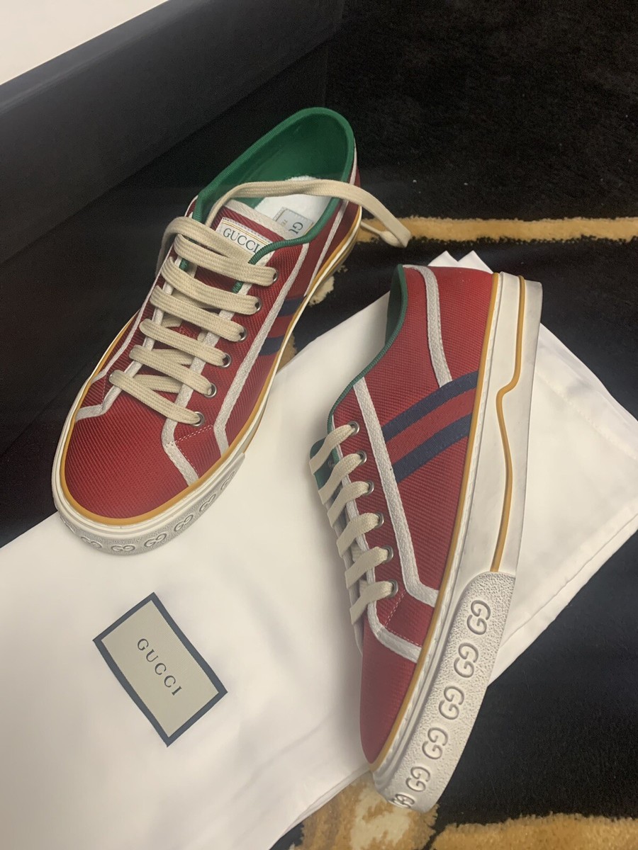 New Gucci Mens Red Tennis 1977 Sneaker 606111 Size 7G /8US | eBay