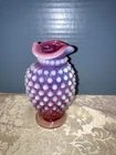Vtg Fenton Cranberry Opalescent Hobnail 4” Vase Excellent Condition