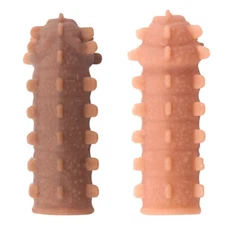 Flesh Particle Penis Sleeve Extension Enhancer Extender Enlarger Reusable Condom