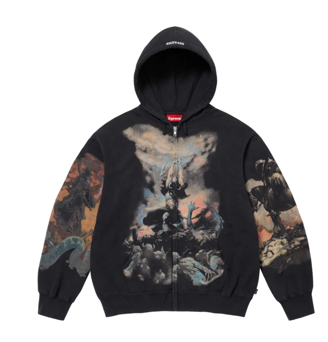 Sweat à capuche zippé Supreme Frank Frazetta taille XXL noir   FW24