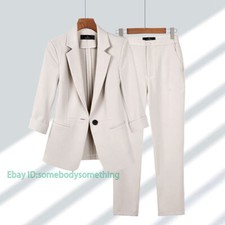 Women's 2 Piece Suits Elegant Suit Jacket Set Korean Fashion Blazer Coat Pants