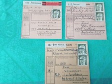 4 Paketkarten BRD,Heinemann,Mehrfachfrankatur,Mehrfachfrankatur,Mi-Nr. 644 u.690