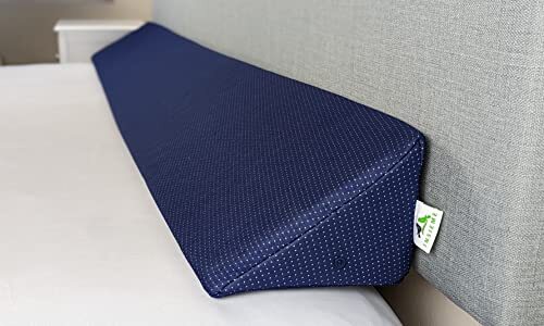 Queen Size Bed Wedge Headboard Pillow Gap Filler With Soft Blue Polyester Cover