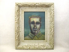 Surreal Male Portrait Painting Framed Original Wall Art Moody Home Décor