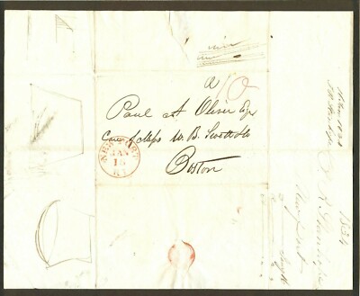 1834 Newport Rhode Island to Boston 2pg letter John Stanhope to Capt Paul Oliver