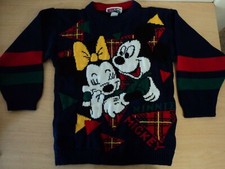 VINTAGE GIRLS SIZE 6-8 DISNEY MICKEY  MINNIE MOUSE KNIT SWEATER