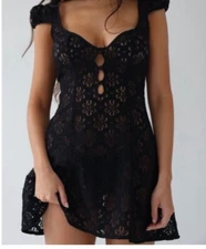 Mirror Palais Maria Eye-Let Micro Dress Black size XS