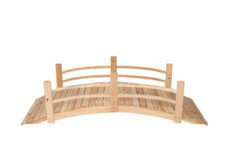 6ft Garden Bridge with Side Rails Natural Cedar Wood Classic Arch Rust Resistant