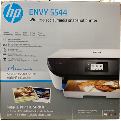 HP Envy 5544 All in One Wireless Social Media Snapshot Printer Scan Copy  WI-FI