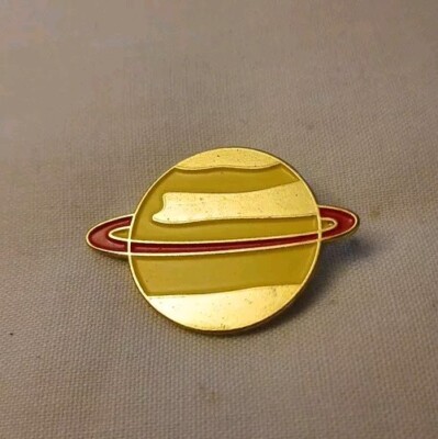 Enamel Pin - Saturn Planet Ring Space Yellow Red Collectible Pin Hat Excellent 