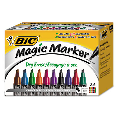 BIC Low Odor and Bold Writing Dry Erase Marker Chisel Tip Assorted 24/Pack