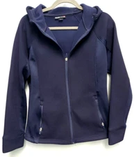 SWISS TECH Womens Waffle Knit Tech Fleece Navy Hoodie Jacket Full Zip M (8-10)