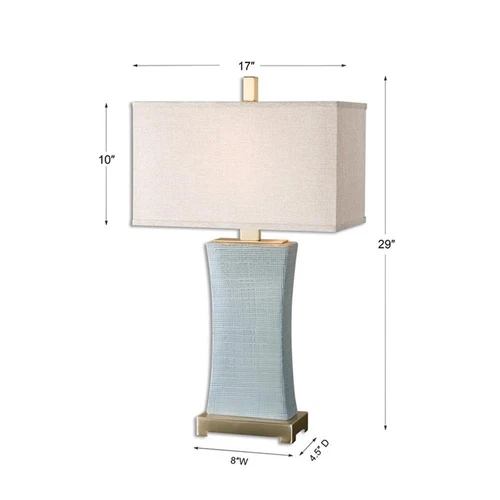 Uttermost Cantarana Ceramic Metal and Fabric Table Lamp in Blue Gray/Beige - Picture 3 of 3