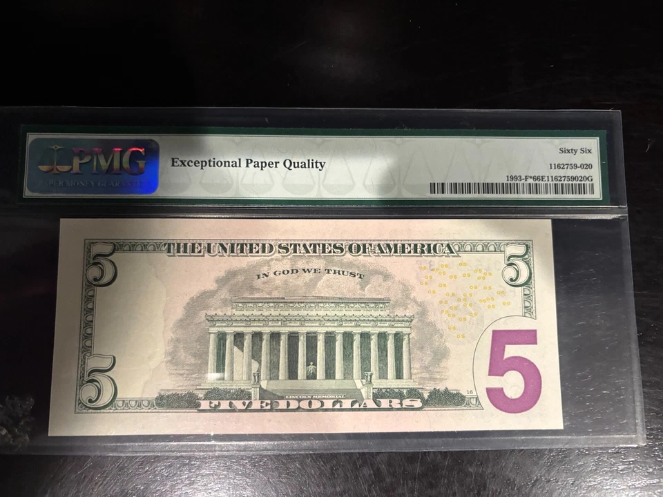 DBR 2006 $5 FRN Atlanta Gem STAR Fr. 1993-F* PMG 66 EPQ Serial IF01625438* - Image 2 of 2